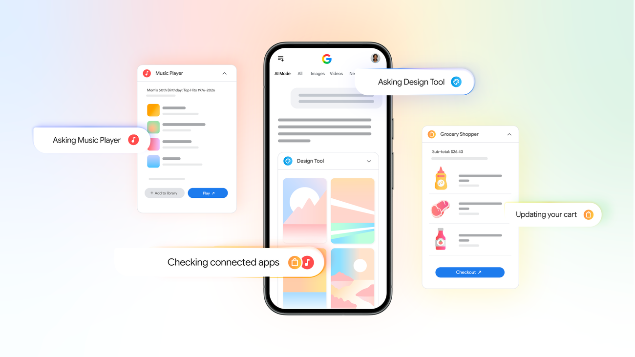 AI Mode Google Search menghubungkan Instacart, Canva, dan YouTube Music dengan kontrol izin pengguna
